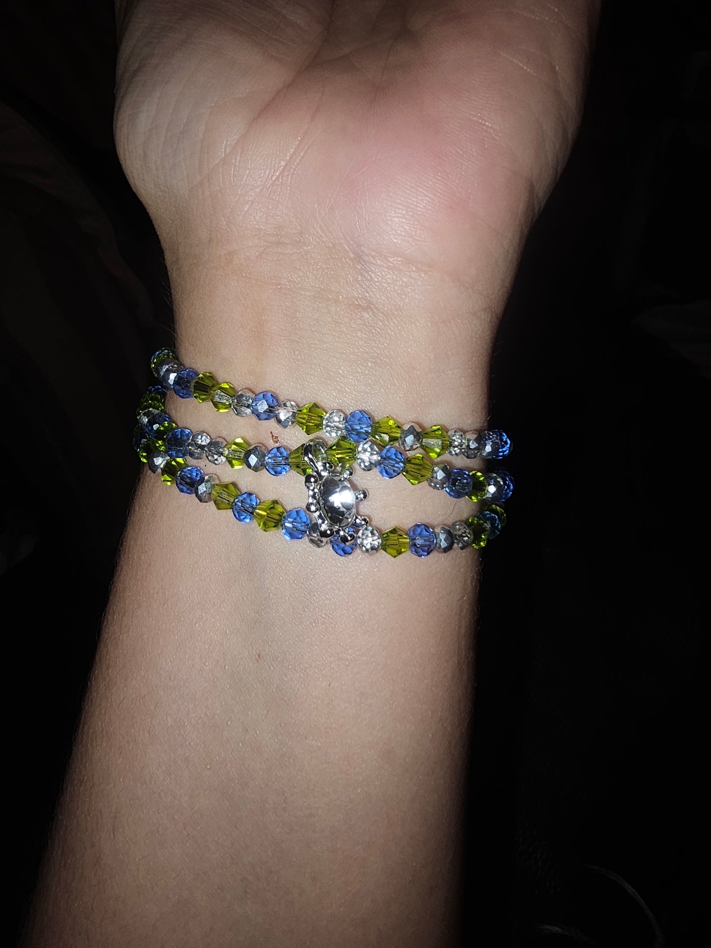 Green and blue wrap bracelet