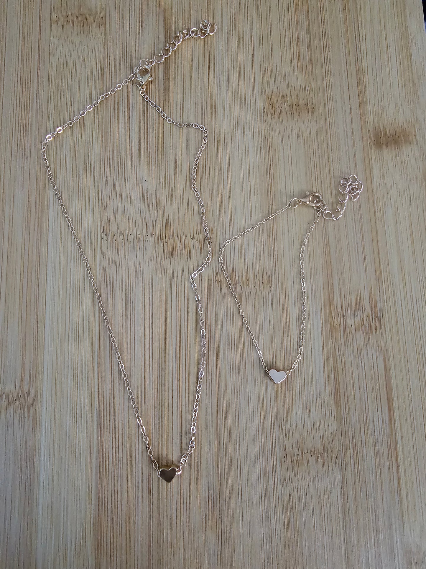 Gold heart matching necklace and bracelet set