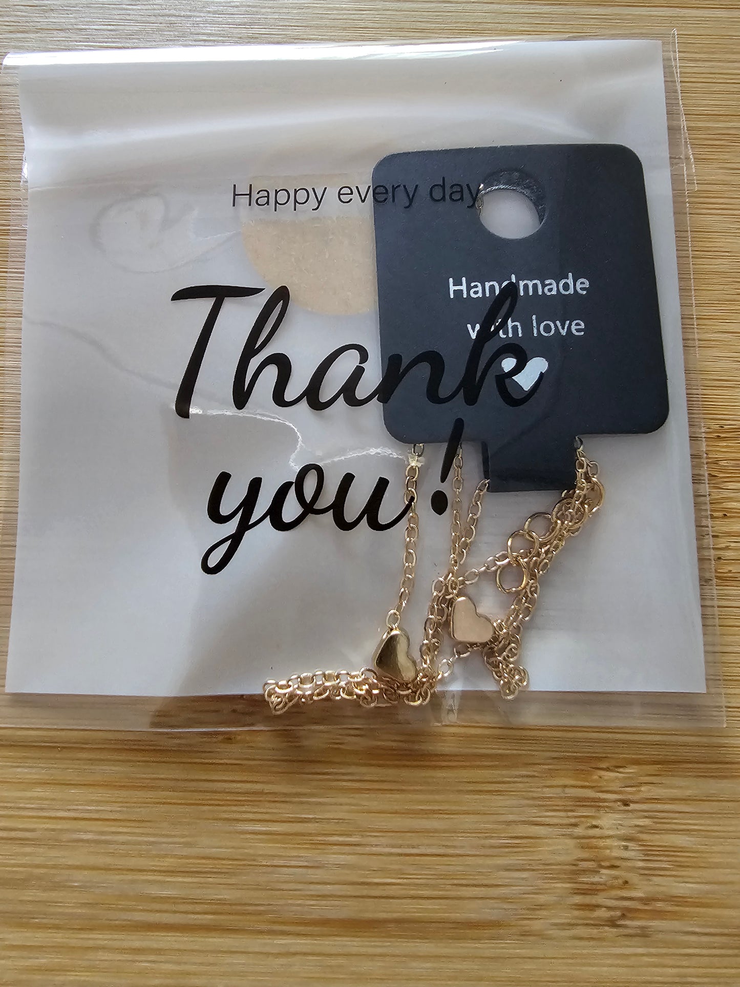 Gold heart matching necklace and bracelet set