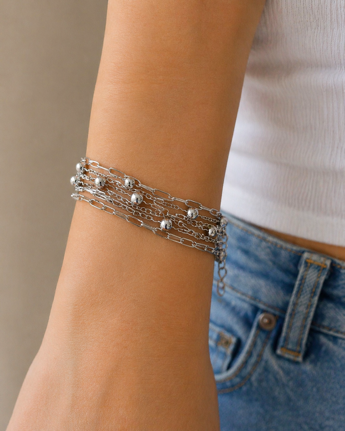 Silver multi bracelet