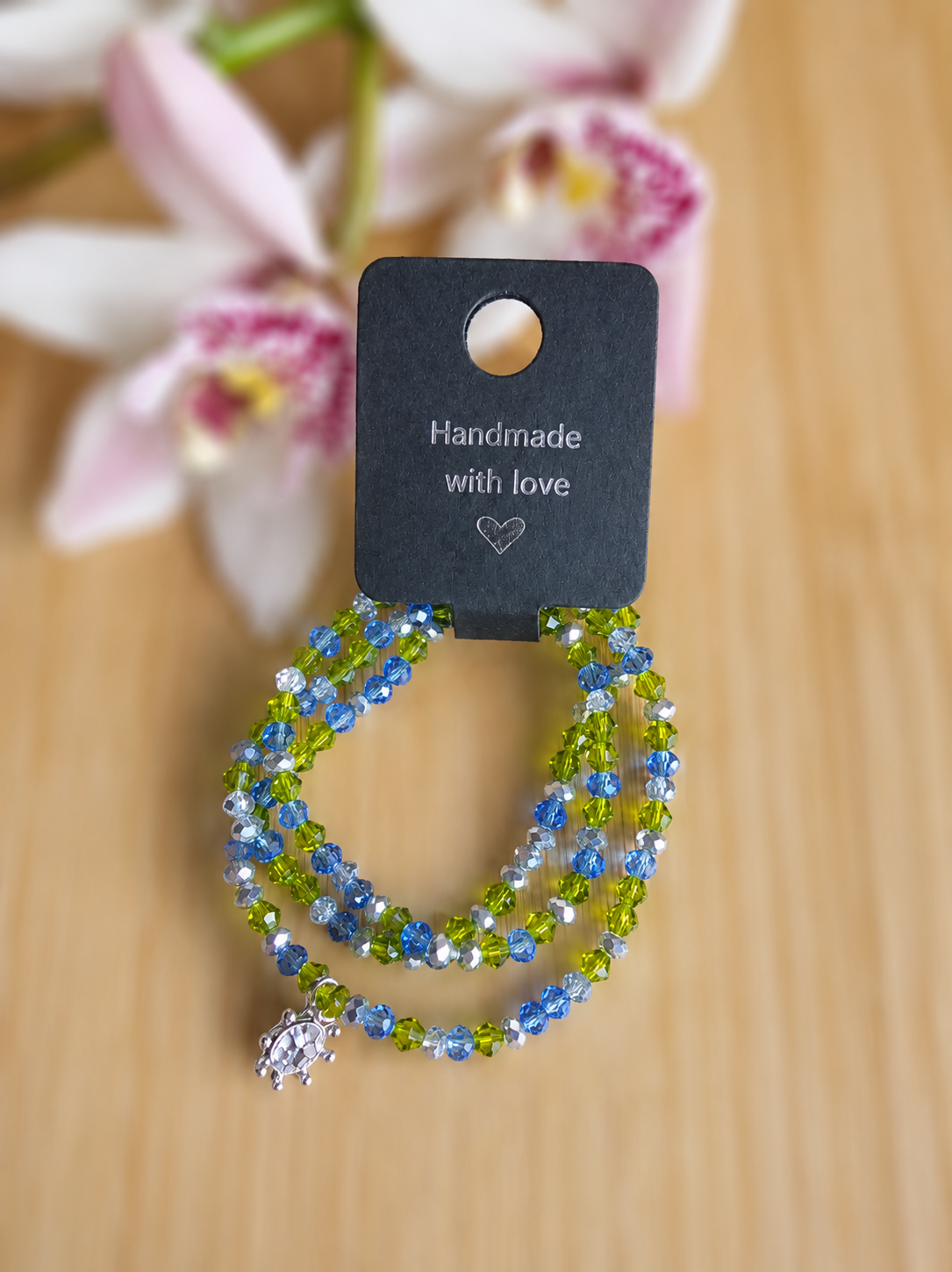 Green and blue wrap bracelet