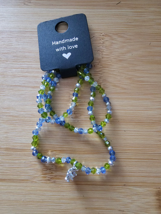 Green and blue wrap bracelet