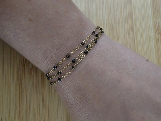 Black and Gold Wrap Bracelet