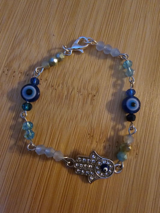 Blue greek eye chain bracelet