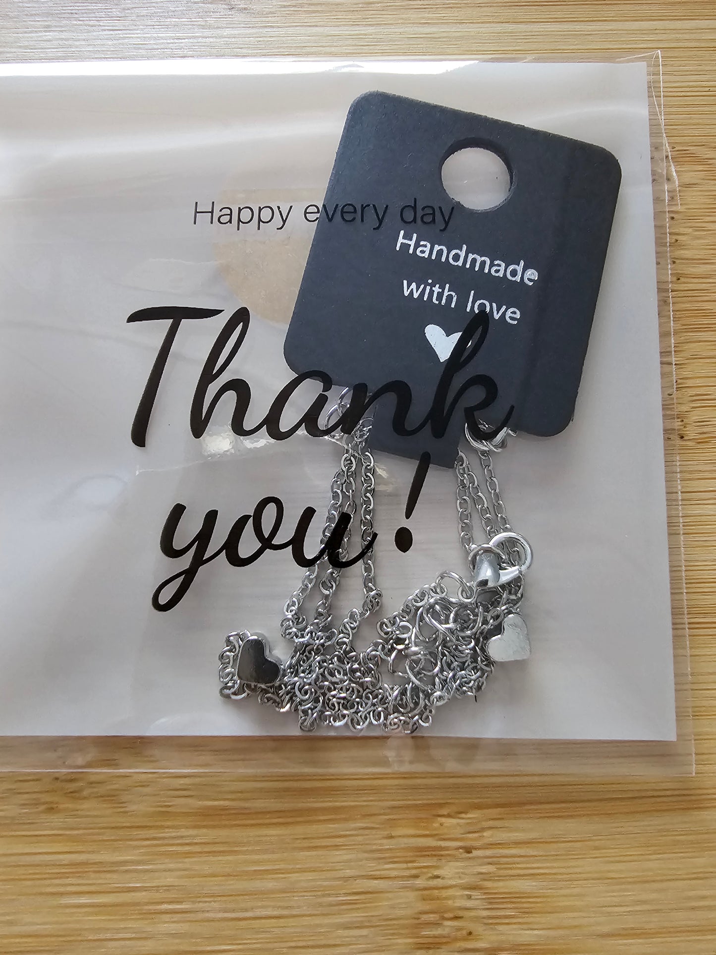 Silver heart matching necklace and bracelet set
