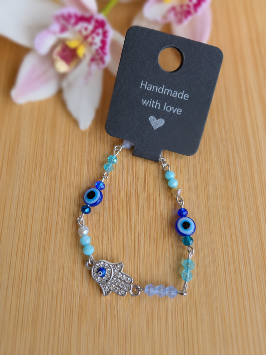 Blue greek eye chain bracelet