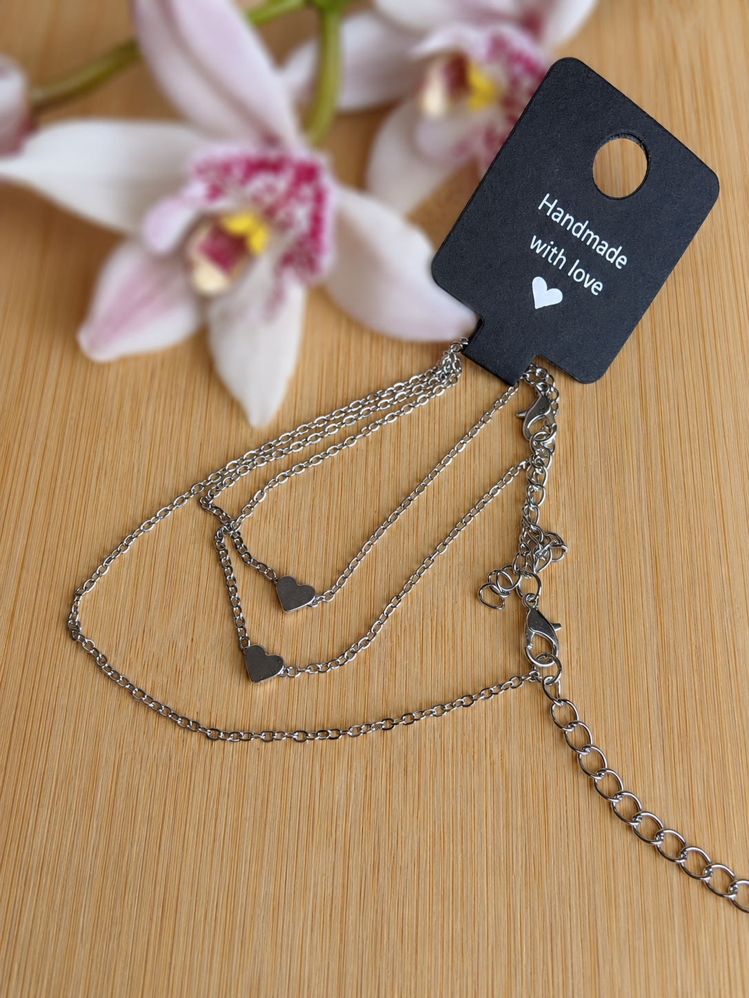 Silver heart matching necklace and bracelet set