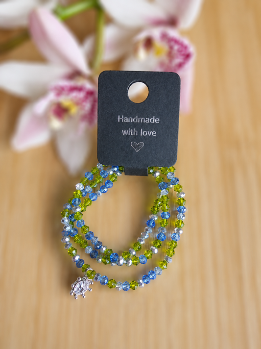 Green and blue wrap bracelet