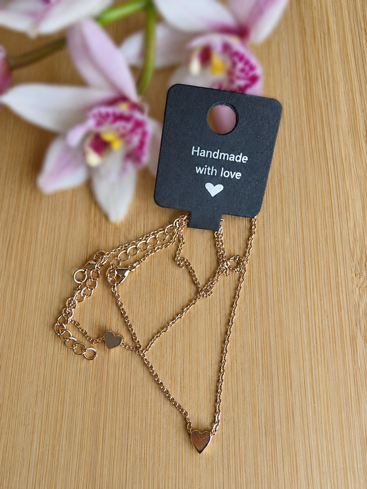 Gold heart matching necklace and bracelet set